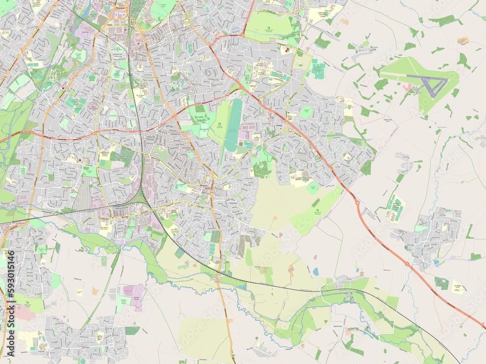 Oadby and Wigston, England - Great Britain. OSM. No legend