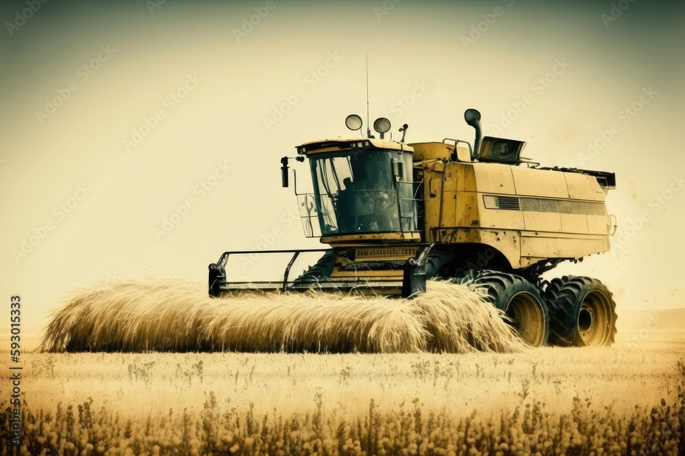 Fototapeta premium Combine harvester working on a wheat field
