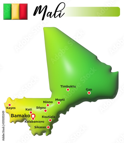 Mali, Fläche und Flagge photo