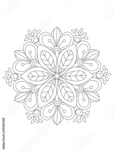    Flowers  Leaves Coloring page Adul and Flower Outline Illustration for Covering Book. Coloring book for kids and adults.