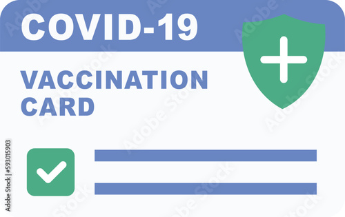 COVID-19 vaccine passport icon. Vaccination certificate against coronavirus with check mark, medical card or passport for travel in time pandemic.