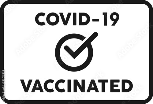 COVID-19 vaccine passport icon. Vaccination certificate against coronavirus with check mark, medical card or passport for travel in time pandemic.