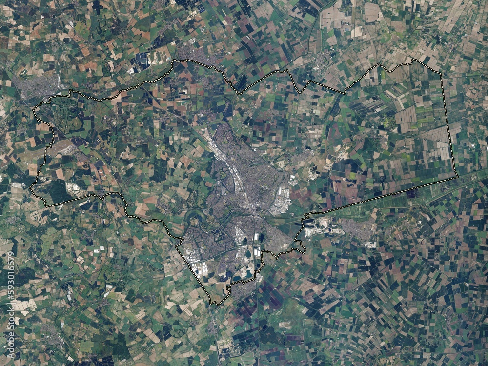 City of Peterborough, England - Great Britain. High-res satellite. No legend