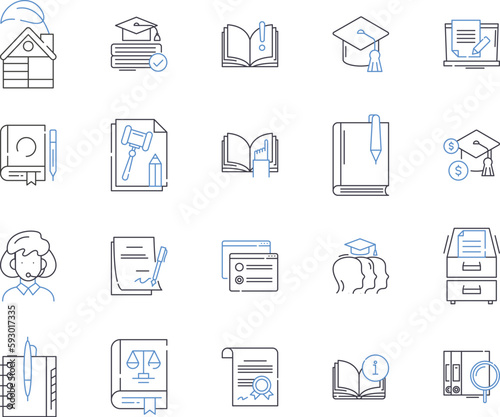 Study abroad and exchange programs outline icons collection. Exchange, Programs, Study, Abroad, Global, Education, Cultural vector and illustration concept set. Visas, Immersion, Language linear signs