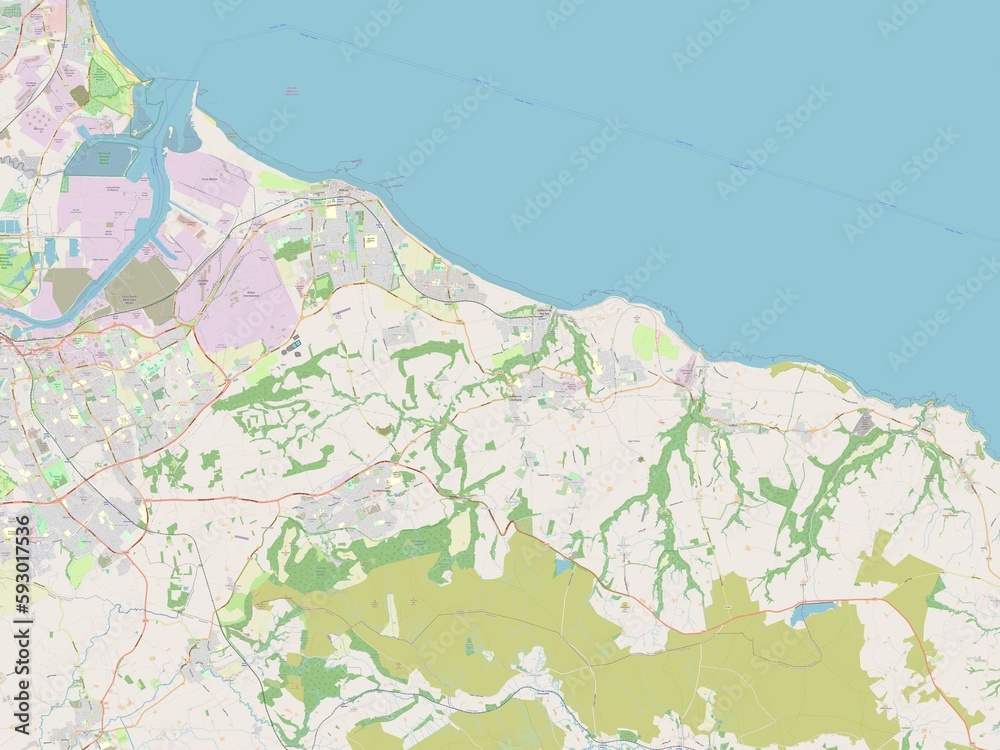 Fototapeta premium Redcar and Cleveland, England - Great Britain. OSM. No legend