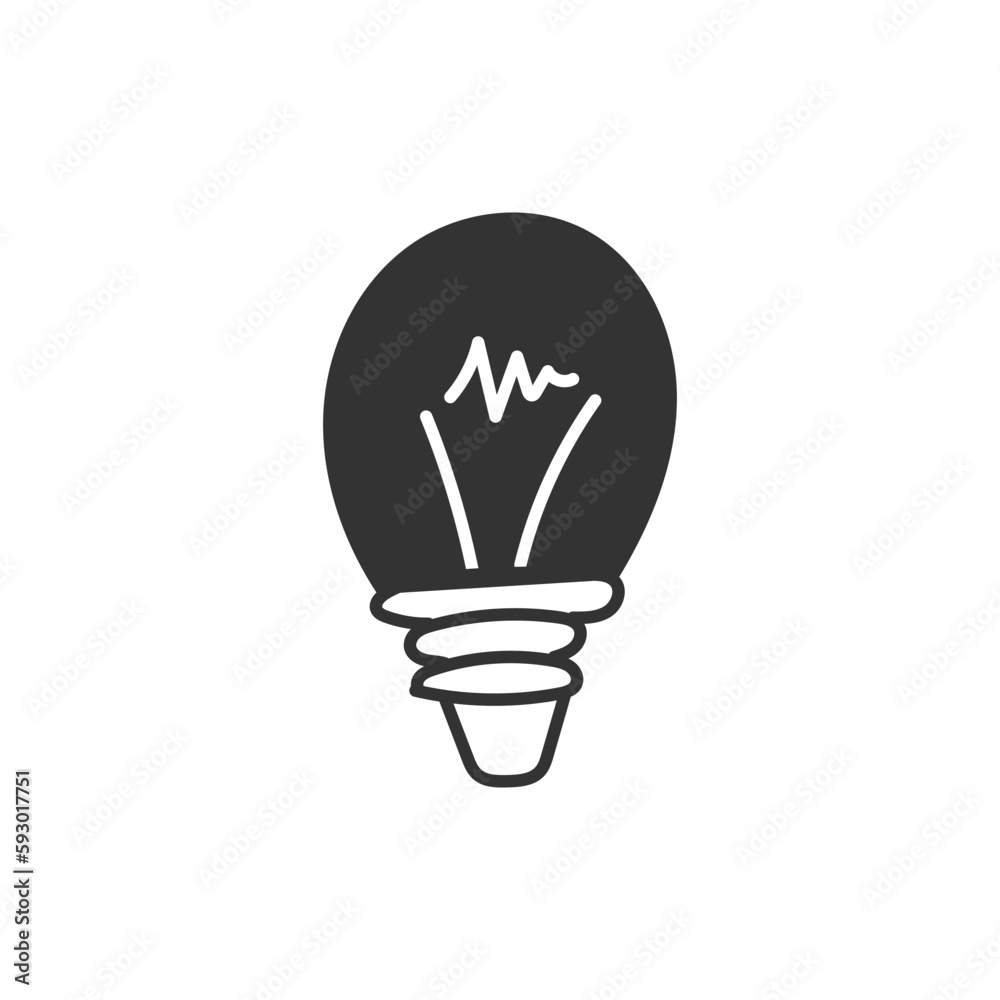 Hand drawn bulb vector icon. Idea flat sign design. Bulb lamp symbol pictogram. Bulb icon. UX UI icon Hand drawn bulb vector icon. Idea flat sign design. Bulb lamp symbol pictogram. Bulb icon. UX UI icon