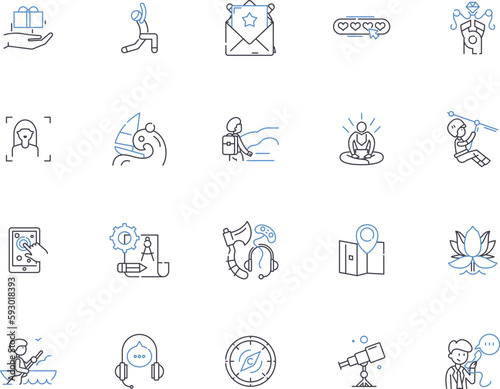 Wellness travel outline icons collection. Wellness, travel, retreat, spa, relaxation, health, yoga vector and illustration concept set. meditation, nature, holiday linear signs