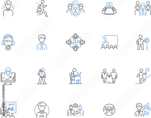 Businessman outline icons collection. Entrepreneur, Executive, Tycoon, Investor, Leader, Mogul, Administrator vector and illustration concept set. Jack-of-all-trades, Manager, Director linear signs