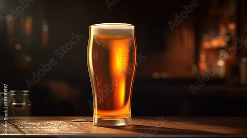Amber Lager alcoholic drink, Bright color. Generative Ai