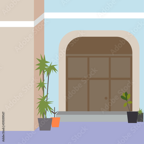 Vector, contemporary and minimalist architecture of a house, exterior wall, european neighborhood