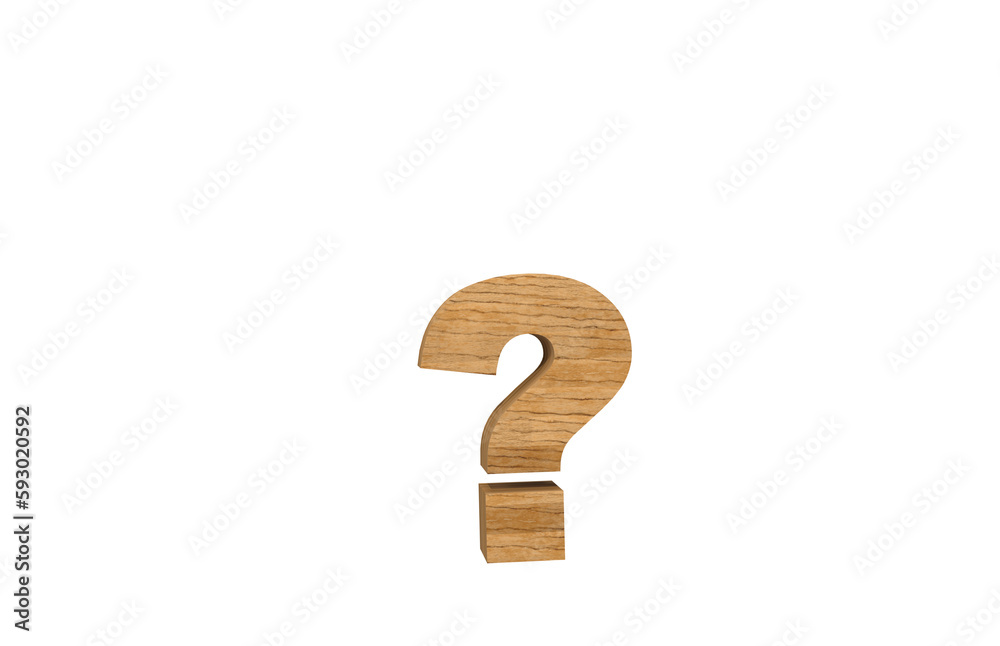 Wooden Question Mask on white background Wooden Question Mask on white background