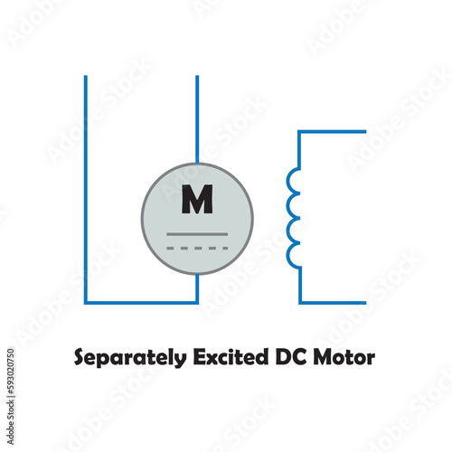 Separately Excited DC motor Electric Symbol Vector Image illustartion  Isolated on White Bachground