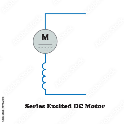 Series Excited DC motor Electric Symbol Vector Image illustartion  Isolated on White Bachground