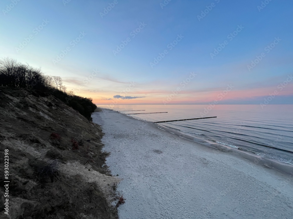 the dunes with coast in usedom baltic sea - obrazy, fototapety, plakaty 