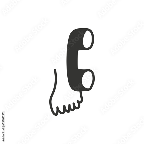 Hand drawn handset vector icon. Hand drawn phone handset flat sign design. Handset sybmol pictogram. UX UI icon