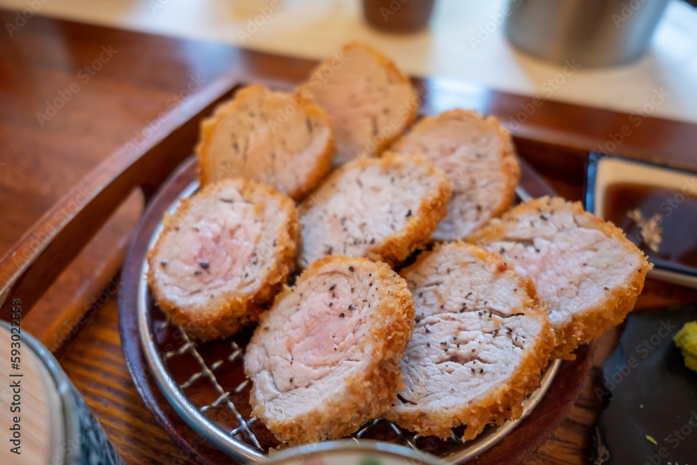 Tonkatsu, Fried Pork serve on plate in restaurant