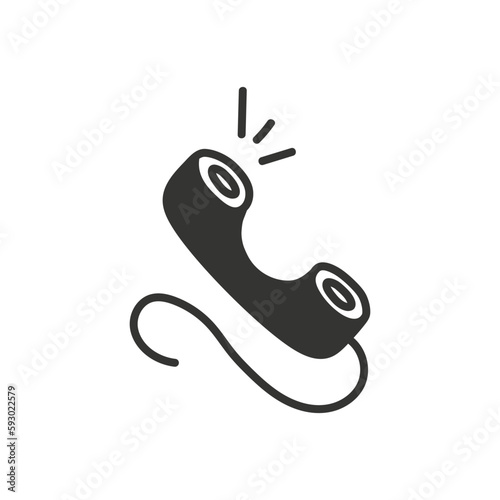 Hand drawn handset vector icon. Hand drawn phone handset flat sign design. Handset sybmol pictogram. UX UI icon