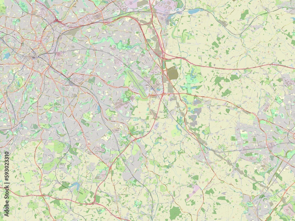 Solihull, England - Great Britain. OSM. No legend
