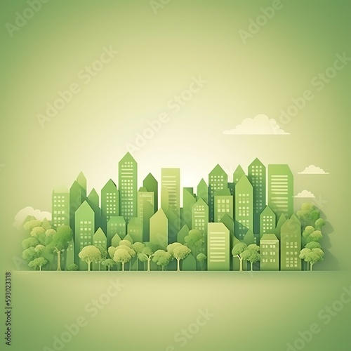 Concepts of eco-friendliness, green cities, and long-term development. generative ai