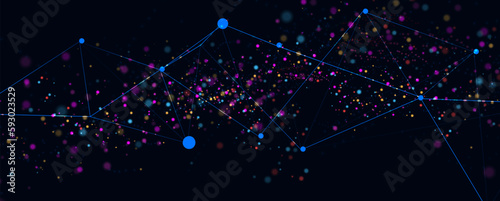 Neural network concept. Connected cells with links. High technology process. Abstract background