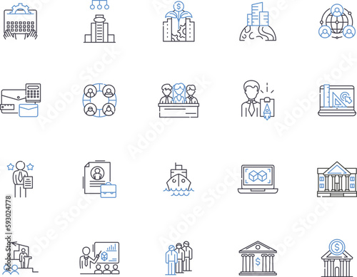 Enterprise architecture outline icons collection. Enterprise, Architecture, Systems, Integration, Strategic, IT, Infrastructure vector and illustration concept set. Modeling, Planning, Solutions