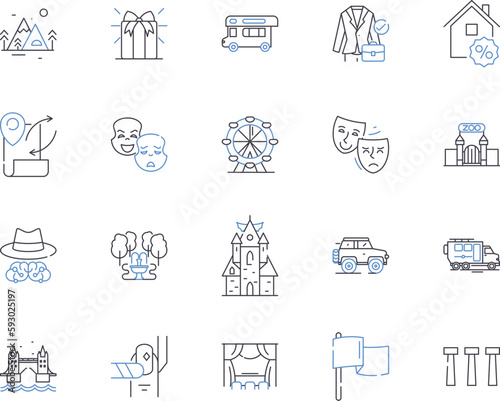 Retail industry outline icons collection. Retail, Trading, Merchandising, Shopping, Stores, Outlets, Marketplaces vector and illustration concept set. Supermarkets, Wholesalers, Vendors linear signs