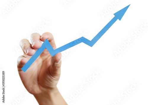 Hand holding growing graph, cut out