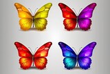 Beautiful butterflies in various colors, isolated on a white backdrop. Generative AI