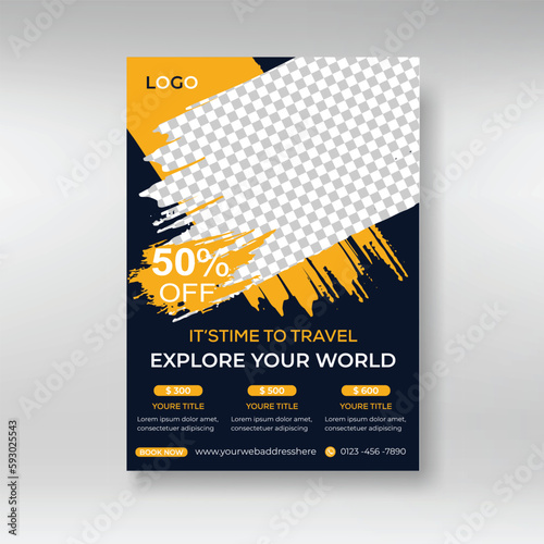 Travel flyer ,tourism, vacation flyer poster design template.