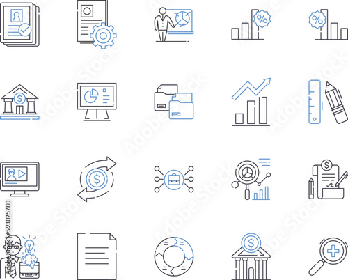 Business audit outline icons collection. Audit, Business, Review, Analysis, Compliance, Accounting, Inspect vector and illustration concept set. Check, Systematic, Adjustment linear signs