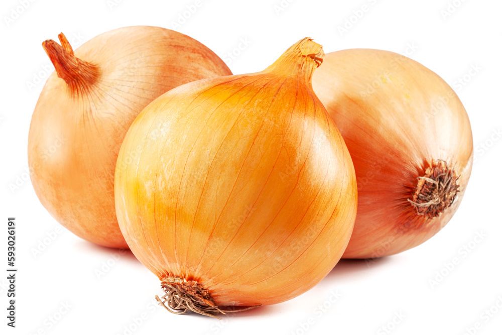 Fototapeta premium Yellow onion bulb isolated on white background.