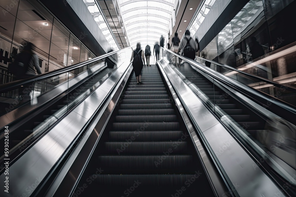 modern escalator in trade center, a generative modern escalator in trade center, a generative