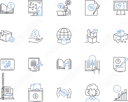 Bank office space outline icons collection. Bank, Office, Space, Banking, Branch, Building, ATM vector and illustration concept set. Room, Interior, Lease linear signs