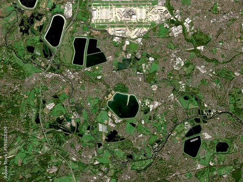 Spelthorne, England - Great Britain. Low-res satellite. No legend photo