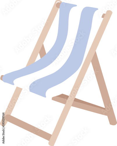 シンプルなビーチチェアの主線なしカラーイラスト