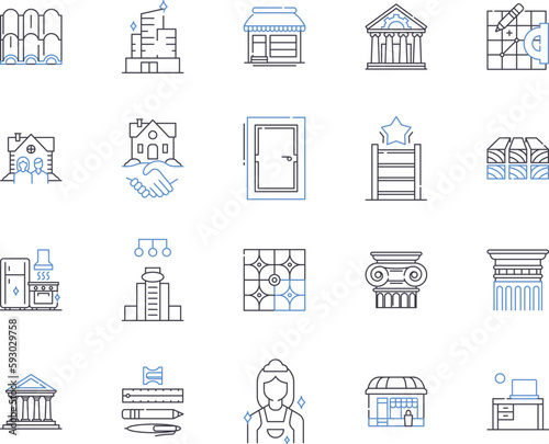 Home repair services outline icons collection. Home repair, Services, Maintenance, Construction, Plumbing, Remodeling, Electrical vector and illustration concept set. Repairing, Painting, Carpentry