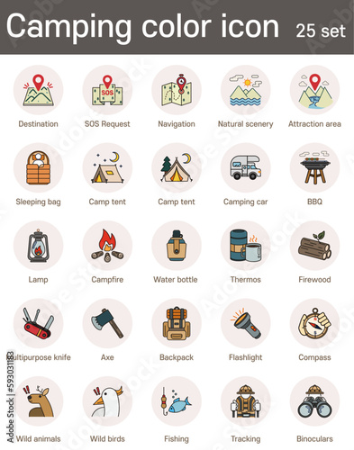 Camping Climbing Outdoor Activity Activity Hobby Activity Camp Icon Collection