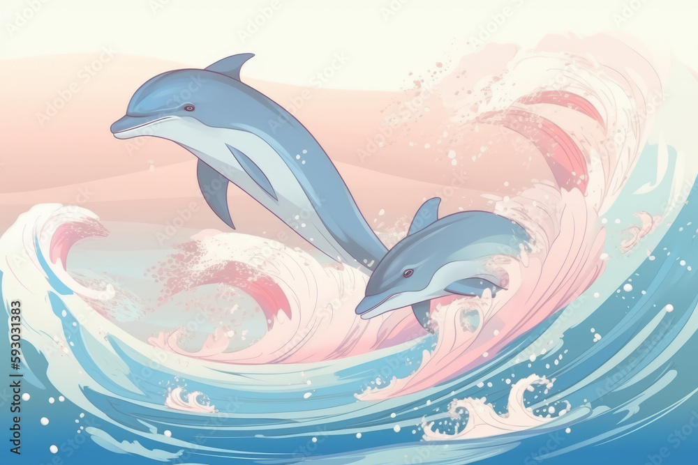 Obraz premium dolphins jumping out of water