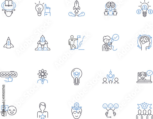 Leadership outline icons collection. Lead, Manager, Direct, Guide, Inspire, Command, Rule vector and illustration concept set. Control, Organize, Preside linear signs
