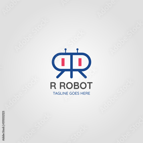 Unique logo Robot initial letter R