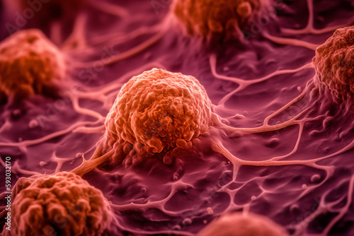 accurate illustration of a cancer cell spreading, generative ai