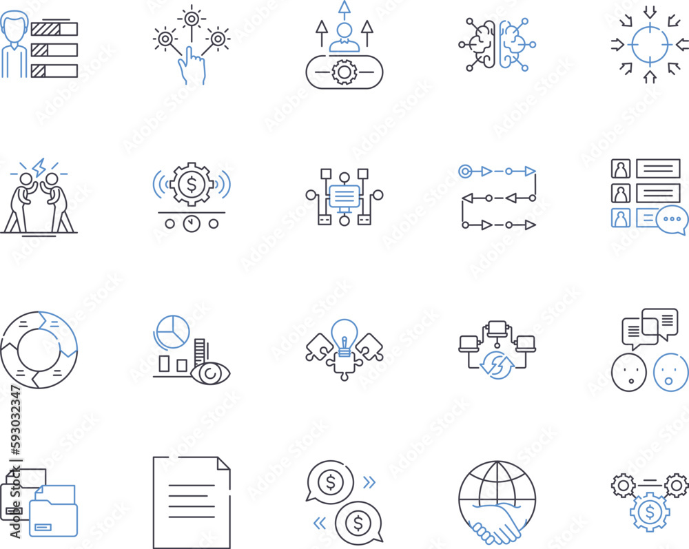 Partnership relation outline icons collection. Alliance, Cooperation ...