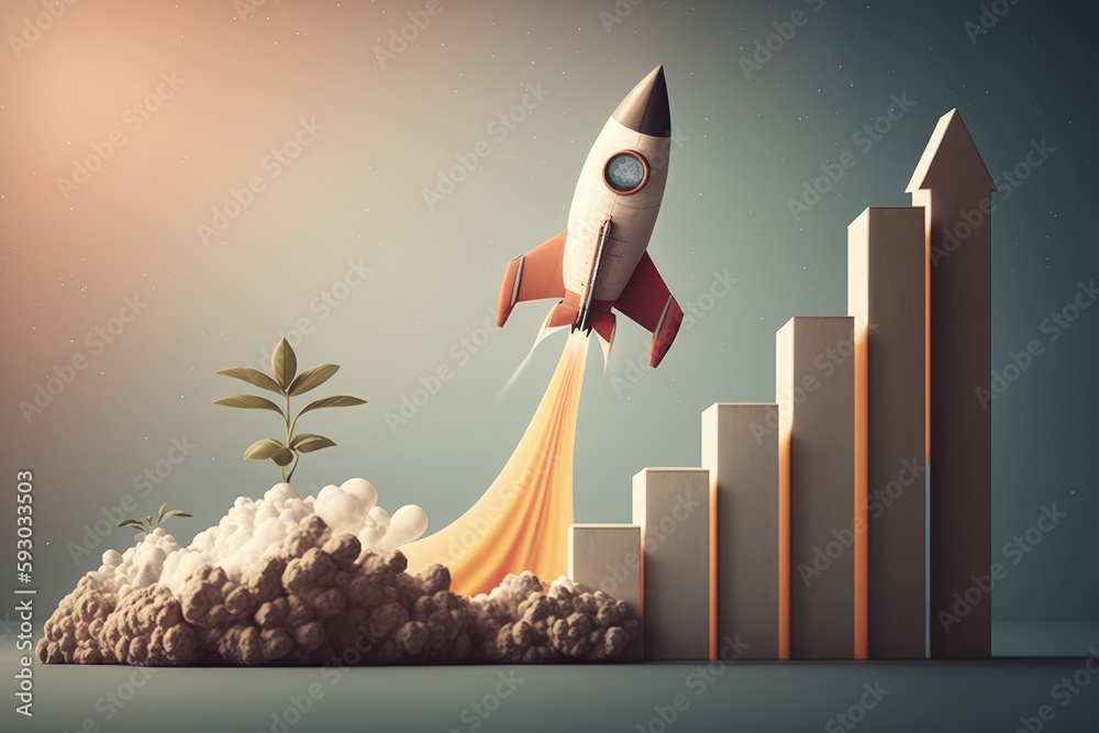 Growth concept with a chart and a rocket flying up. Generative AI Stock ...