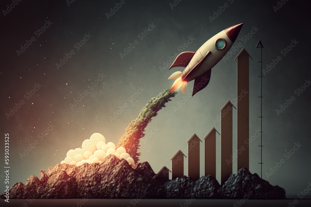 Growth concept with a chart and a rocket flying up. Generative AI Stock ...