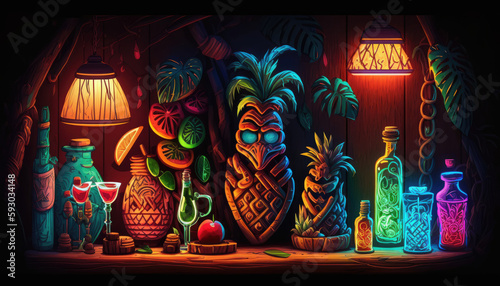 Vibrant Tiki Bar - Ai generative