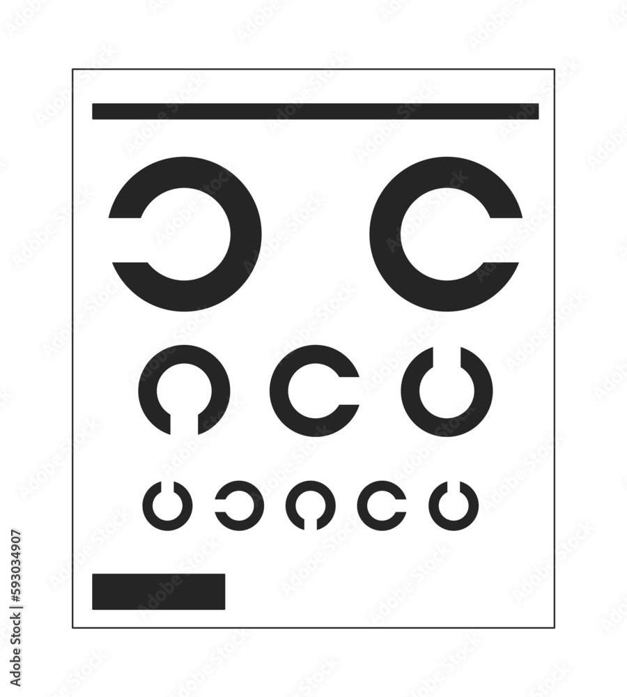 Snellen eye chart for visual acuity testing flat line black white vector object. Editable cartoon style icon. Ophthalmic simple isolated outline spot illustration for web graphic design and animation Snellen eye chart for visual acuity testing flat line black white vector object. Editable cartoon style icon. Ophthalmic simple isolated outline spot illustration for web graphic design and animation