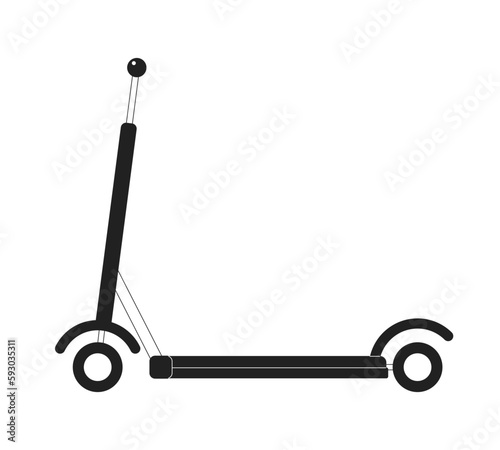Electric scooter monochrome flat vector object. Escooter rental. Transport. Editable black and white thin line icon. Simple cartoon clip art spot illustration for web graphic design and animation