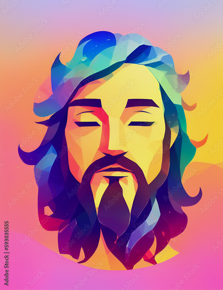 colorful jesus face, create with generative Ai colorful jesus face, create with generative Ai