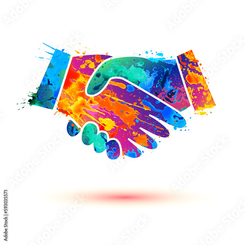 Vector handshake sign. Agreement, deal symbol