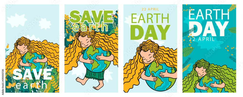 Obraz premium illustration save the earth, protect nature and the environment. save the environment. vector template for card, poster, banner, flyer. 